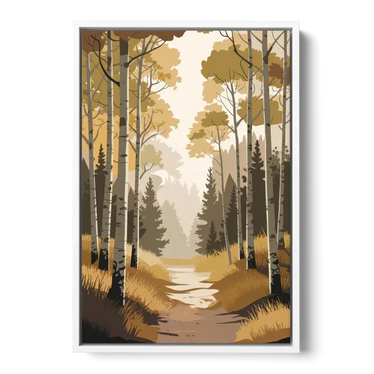 Aspen Dreamy Forest - White Framed Canvas Wall Art - Front