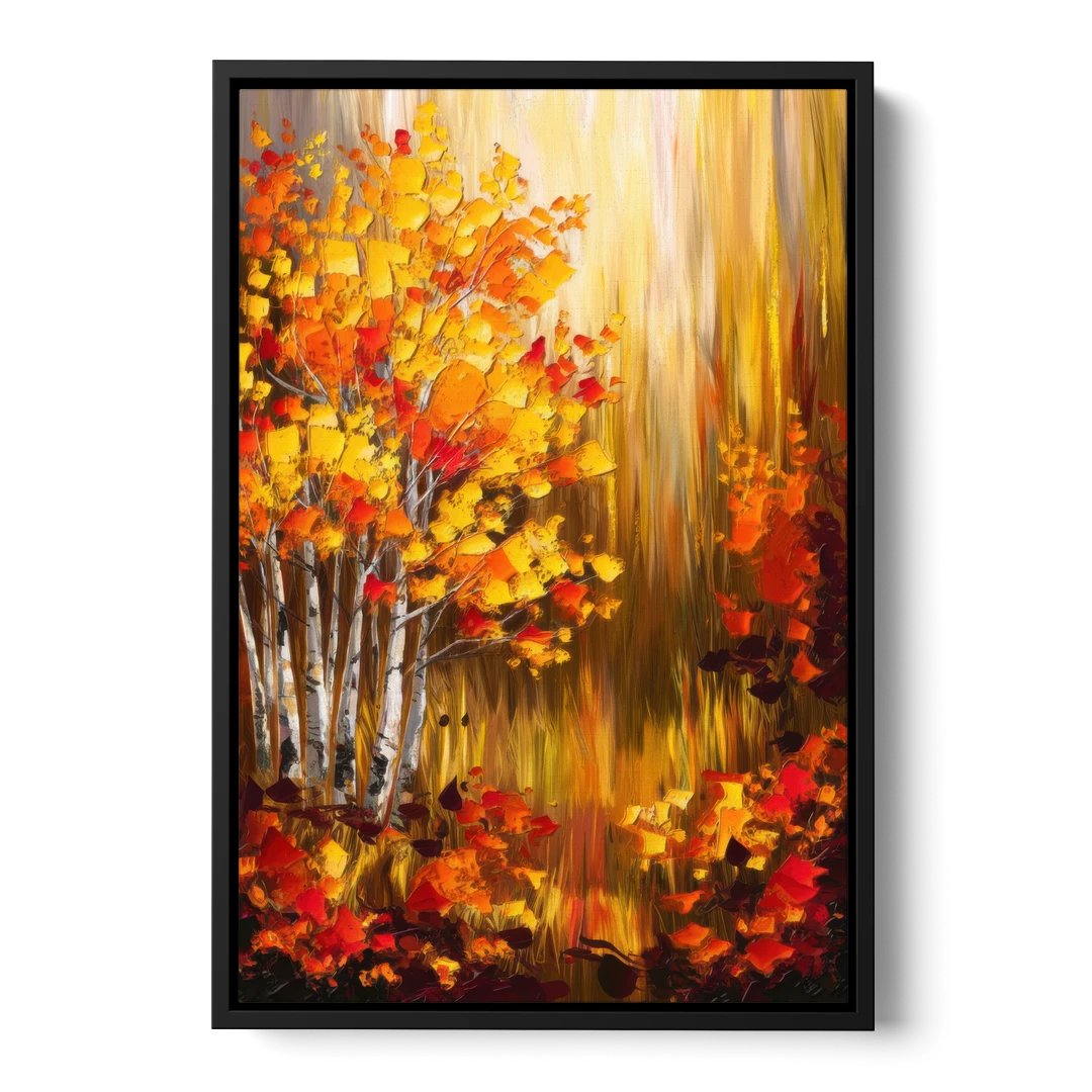 Aspen Forest in Autumn - Black Framed Canvas Wall Art - Front