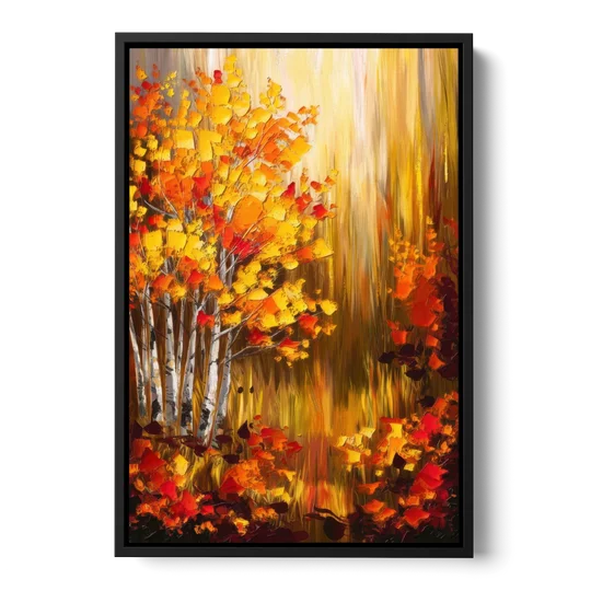 Aspen Forest in Autumn - Black Framed Canvas Wall Art - Front