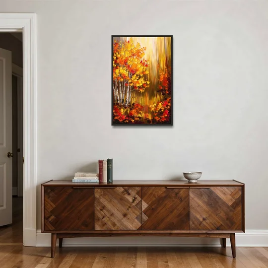 Aspen Forest in Autumn - Black Framed Canvas Wall Art - Coffee Table - 24x36