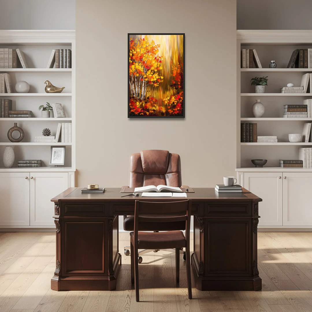 Aspen Forest in Autumn - Black Framed Canvas Wall Art - Office - 24x36