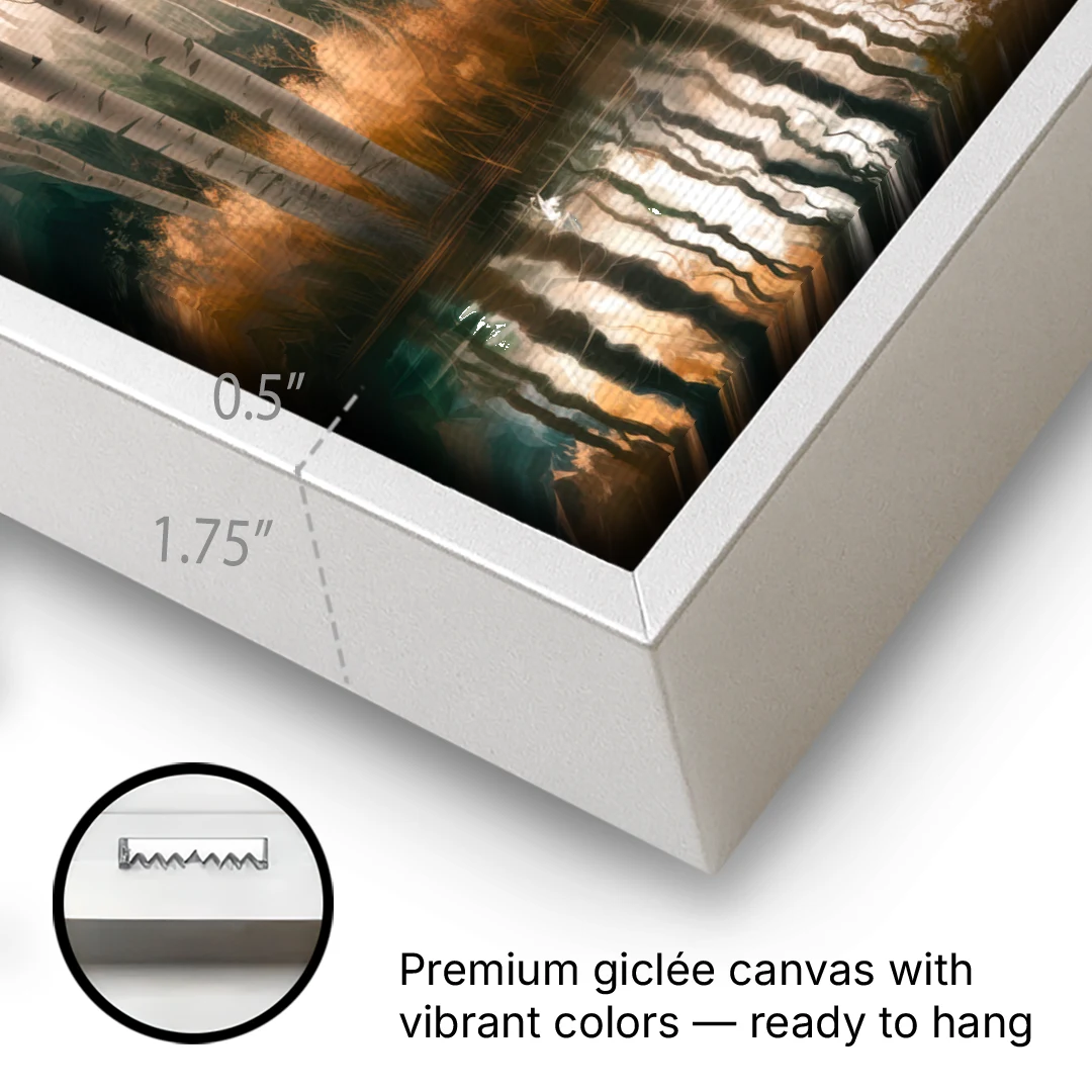 Aspen Forest Reflections - White Framed Canvas Wall Art - Gallery Wrap Corner