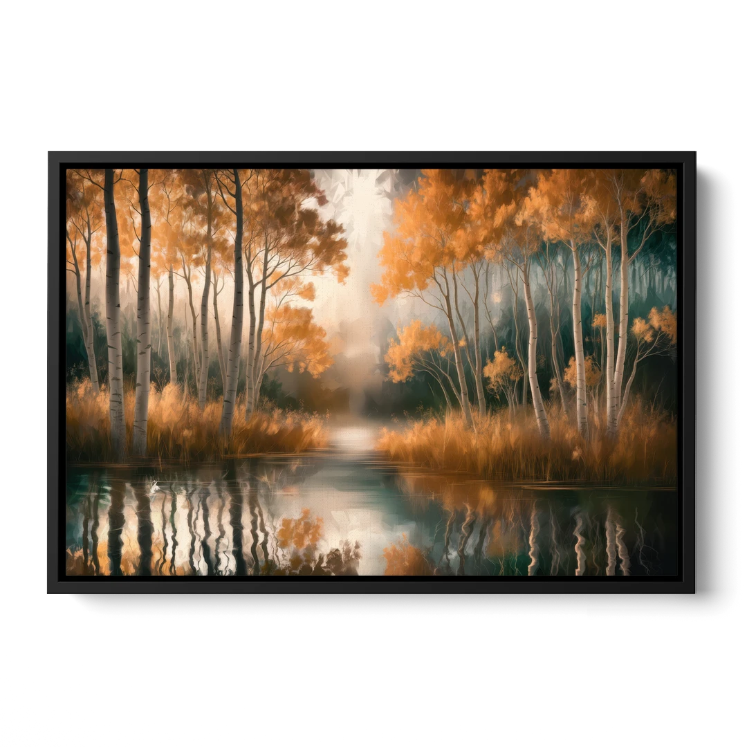 Aspen Forest Reflections - Black Framed Canvas Wall Art - Front