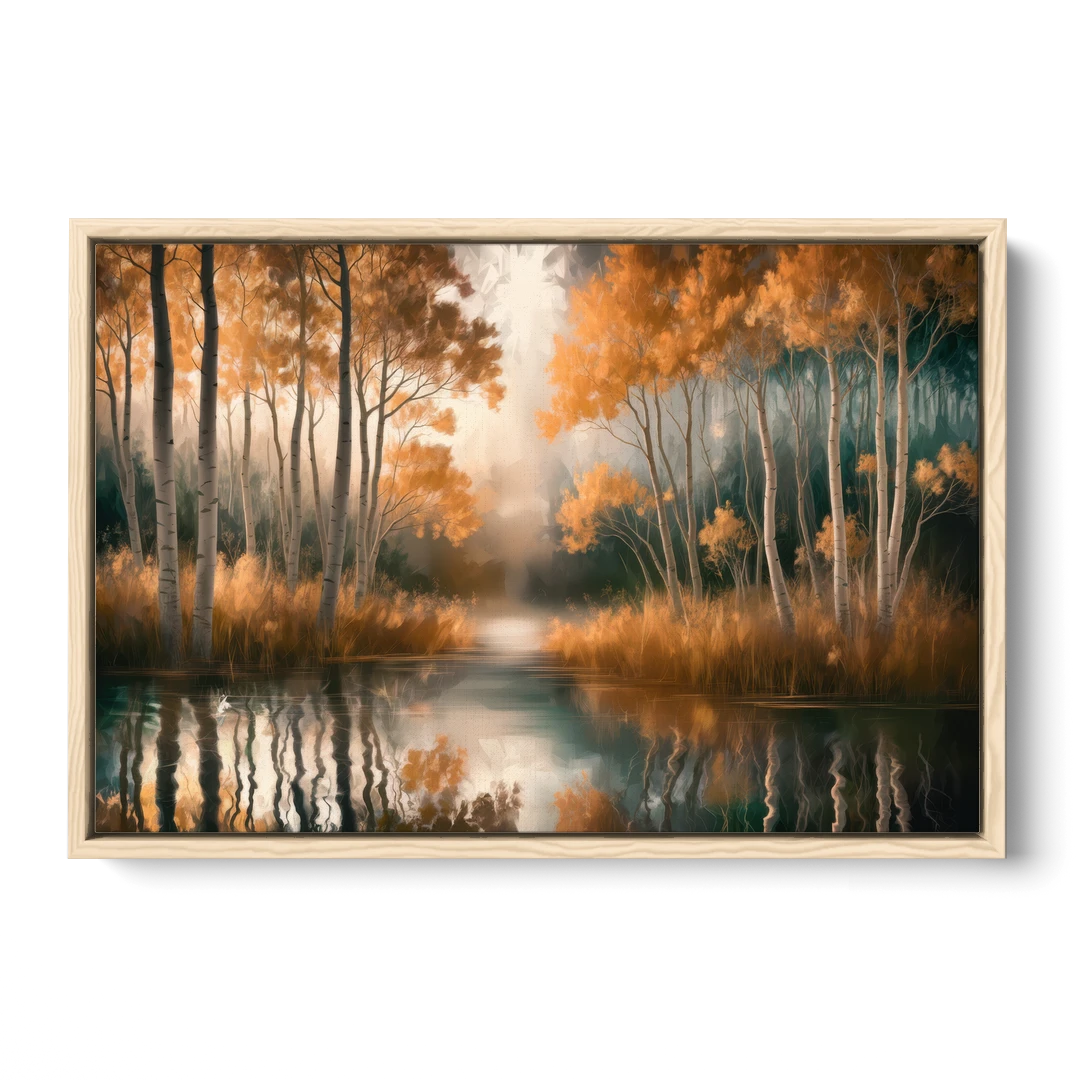 Aspen Forest Reflections - Oak Framed Canvas Wall Art - Front