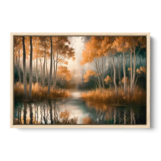 Aspen Forest Reflections - Oak Framed Canvas Wall Art - Front