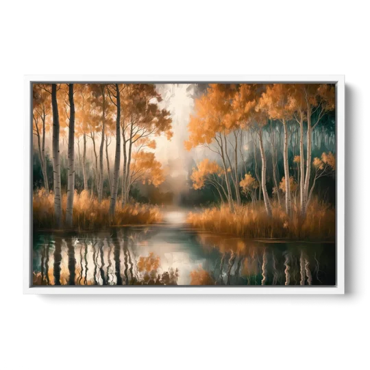 Aspen Forest Reflections - White Framed Canvas Wall Art - Front