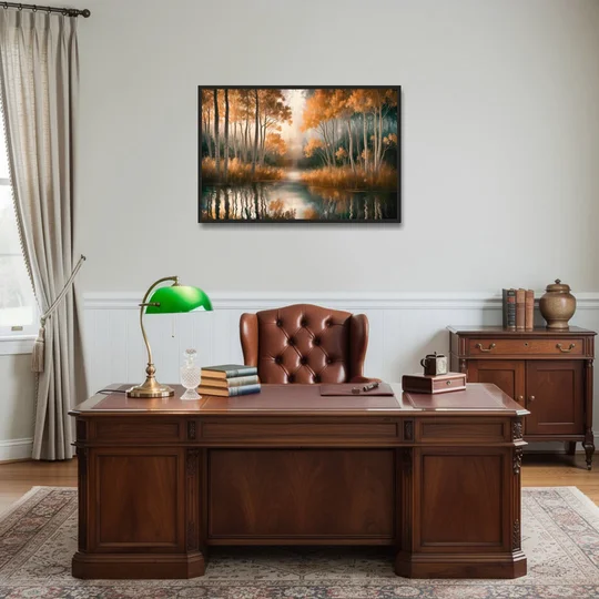 Aspen Forest Reflections - Black Framed Canvas Wall Art - Office - 36x24