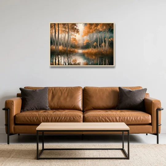 Aspen Forest Reflections - Oak Framed Canvas Wall Art - Sofa - 36x24