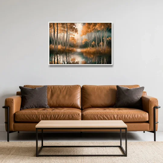 Aspen Forest Reflections - White Framed Canvas Wall Art - Sofa - 36x24