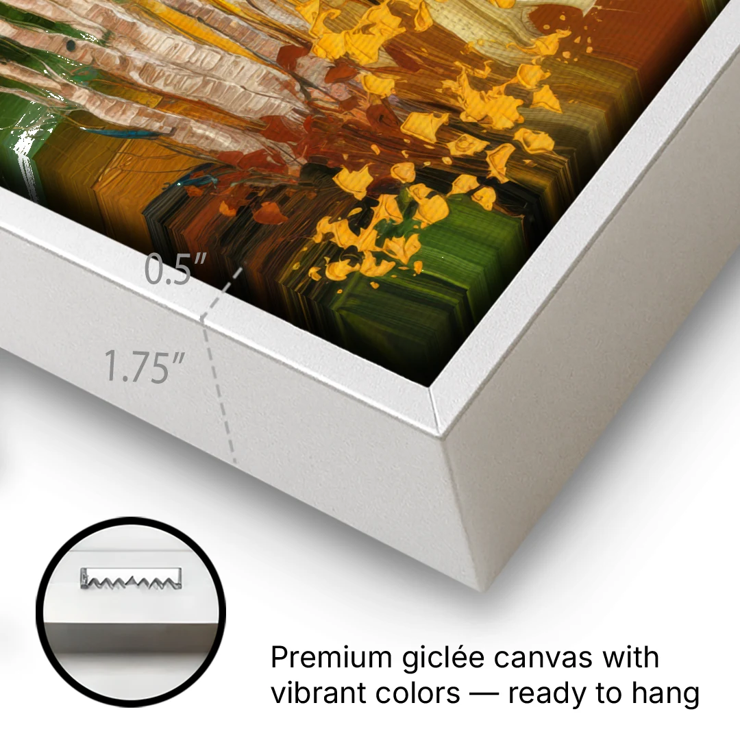 Aspen Golden Trees - White Framed Canvas Wall Art - Gallery Wrap Corner