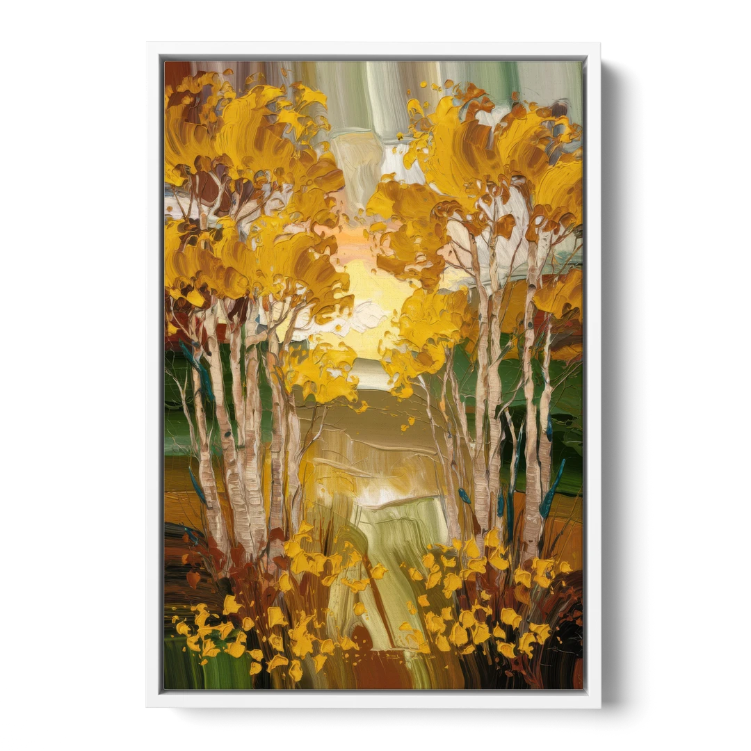 Aspen Golden Trees - White Framed Canvas Wall Art - Front