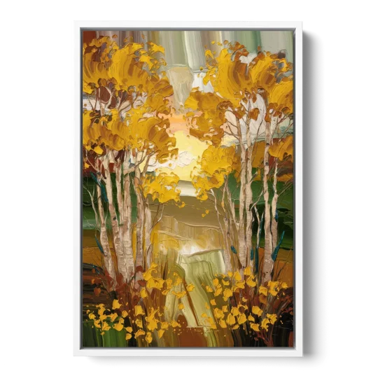 Aspen Golden Trees - White Framed Canvas Wall Art - Front
