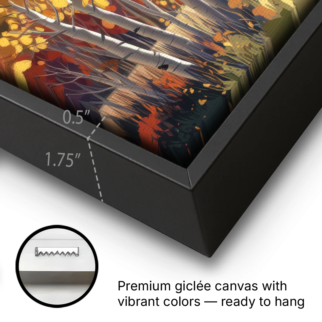 Aspen Majestic Landscape - Black Framed Canvas Wall Art - Gallery Wrap Corner