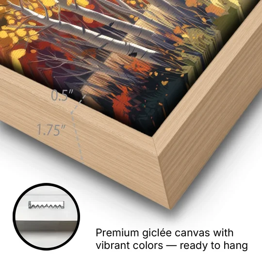 Aspen Majestic Landscape - Oak Framed Canvas Wall Art - Gallery Wrap Corner
