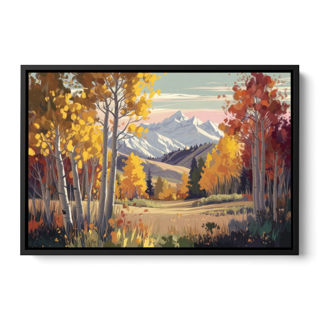 Aspen Majestic Landscape - Black Framed Canvas Wall Art - Front