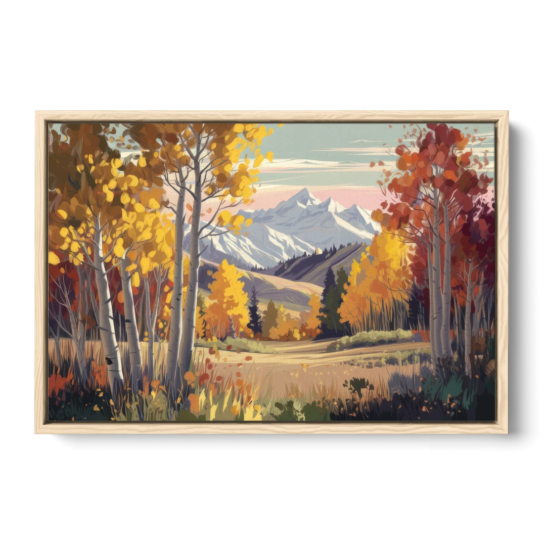 Aspen Majestic Landscape - Oak Framed Canvas Wall Art - Front
