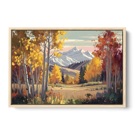 Aspen Majestic Landscape - Oak Framed Canvas Wall Art - Front