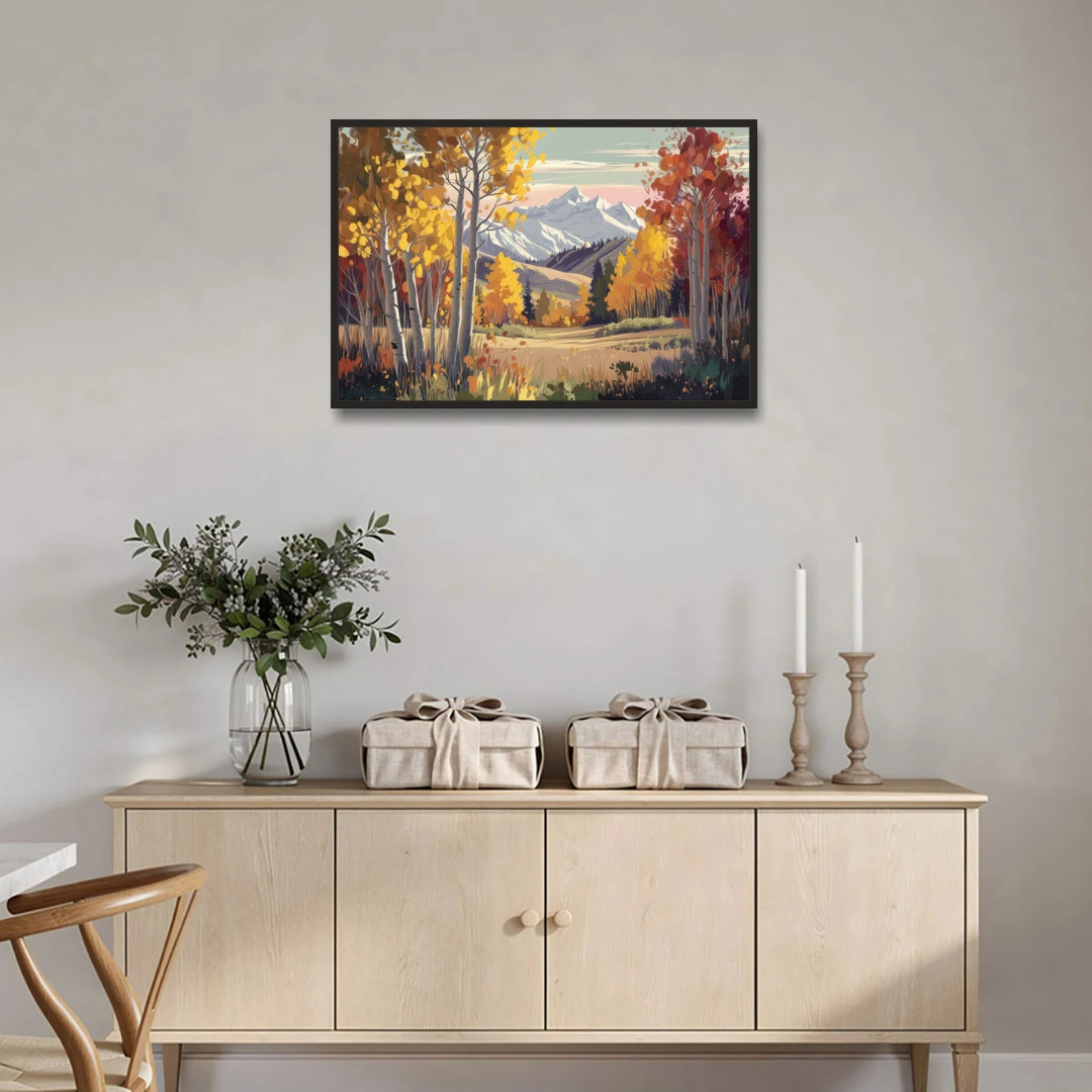 Aspen Majestic Landscape - Black Framed Canvas Wall Art - Coffee Table - 36x24