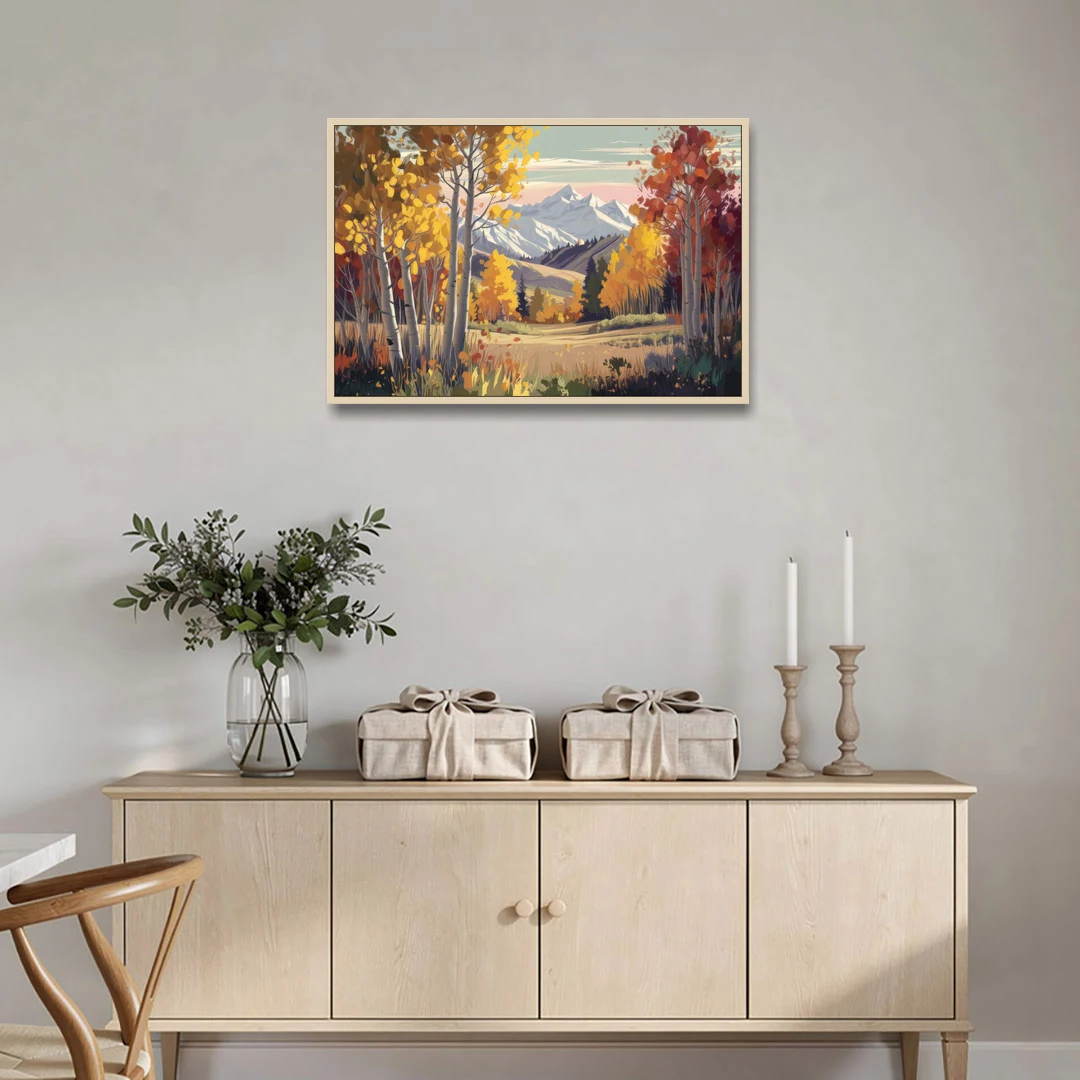 Aspen Majestic Landscape - Oak Framed Canvas Wall Art - Coffee Table - 36x24