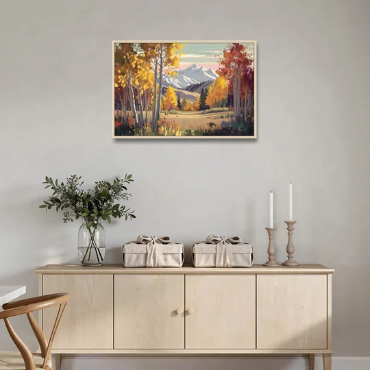 Aspen Majestic Landscape - Oak Framed Canvas Wall Art - Coffee Table - 36x24