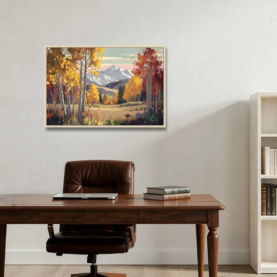 Aspen Majestic Landscape - Oak Framed Canvas Wall Art - Office - 36x24