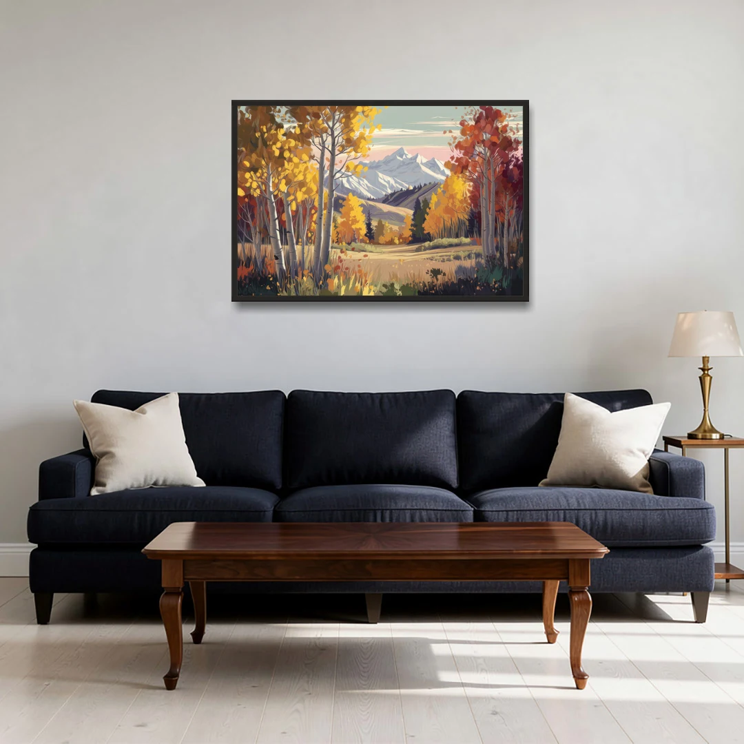 Aspen Majestic Landscape - Black Framed Canvas Wall Art - Sofa - 36x24