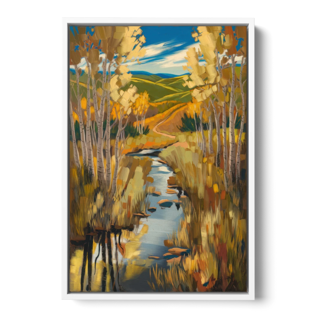 Aspen Nature Escape - White Framed Canvas Wall Art - Front