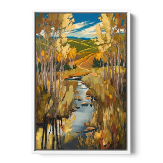 Aspen Nature Escape - White Framed Canvas Wall Art - Front