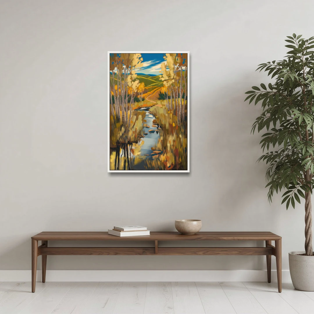 Aspen Nature Escape - White Framed Canvas Wall Art - Coffee Table - 24x36