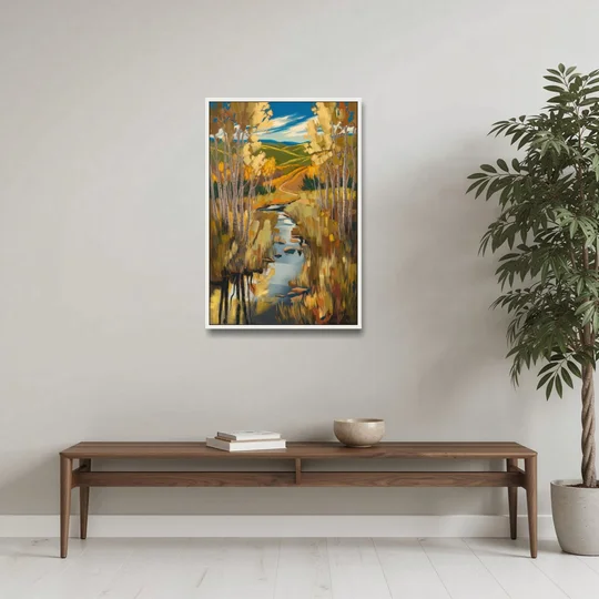 Aspen Nature Escape - White Framed Canvas Wall Art - Coffee Table - 24x36
