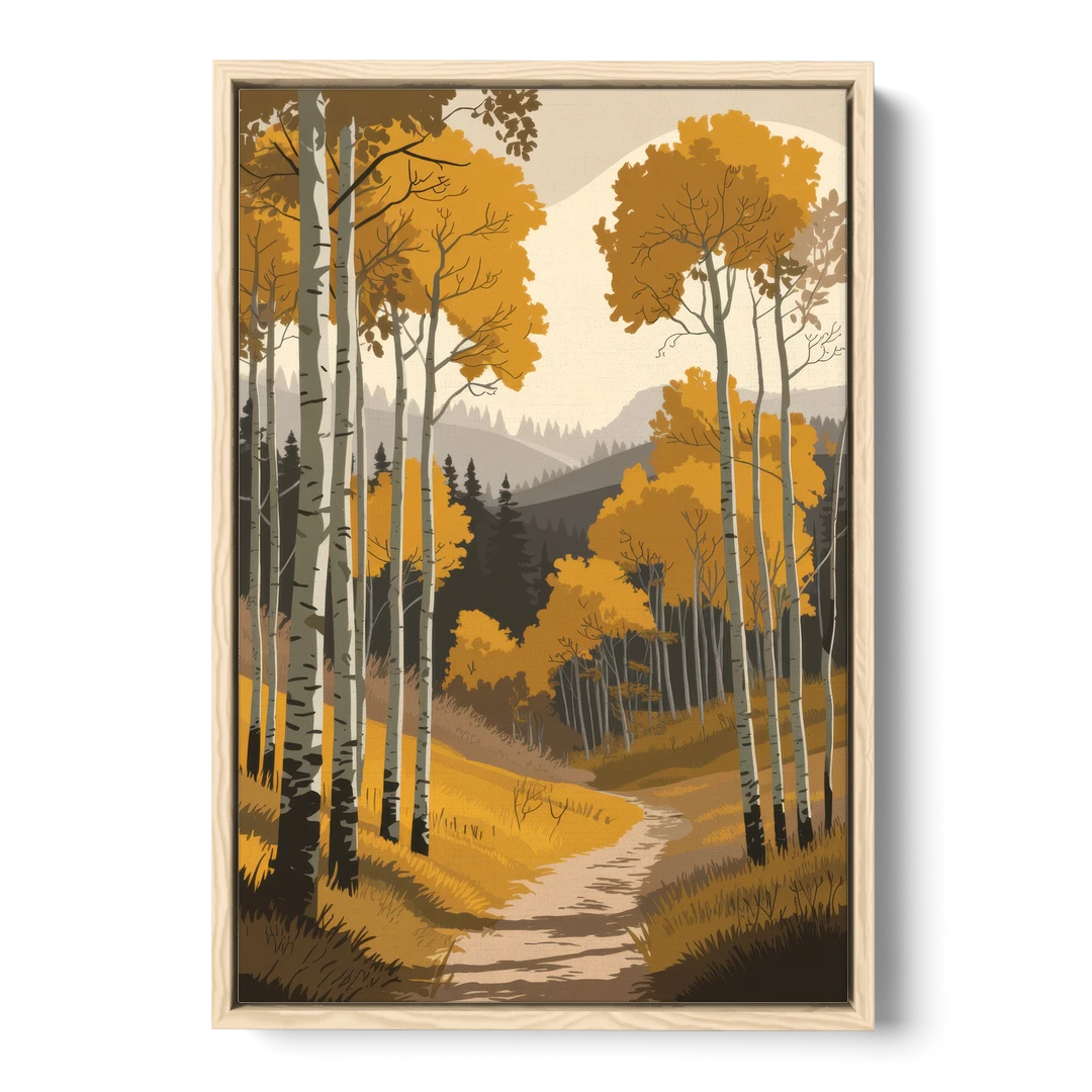 Aspen Rustic Charm - Oak Framed Canvas Wall Art - Front