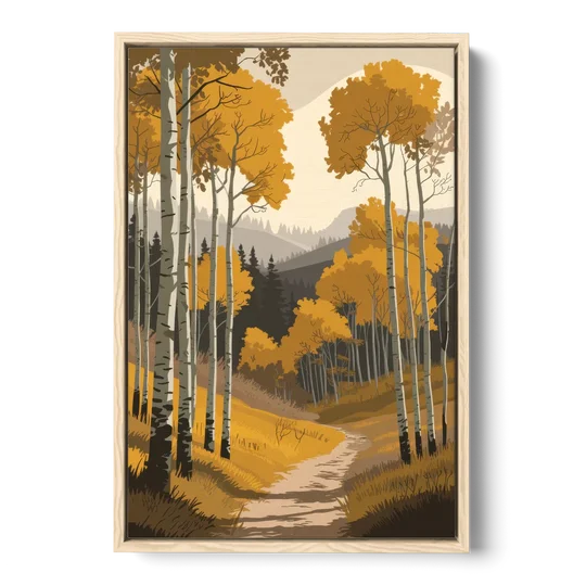 Aspen Rustic Charm - Oak Framed Canvas Wall Art - Front