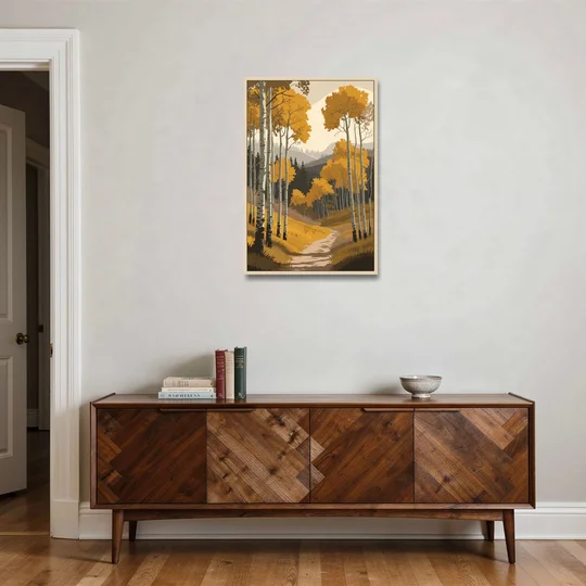 Aspen Rustic Charm - Oak Framed Canvas Wall Art - Coffee Table - 24x36