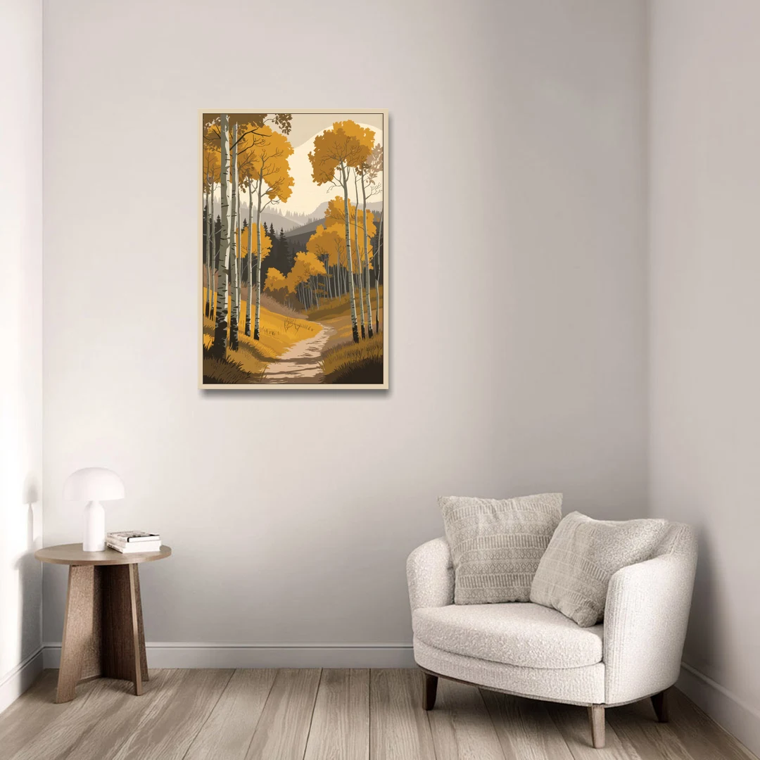Aspen Rustic Charm - Oak Framed Canvas Wall Art - Sofa - 24x36