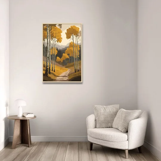 Aspen Rustic Charm - Oak Framed Canvas Wall Art - Sofa - 24x36