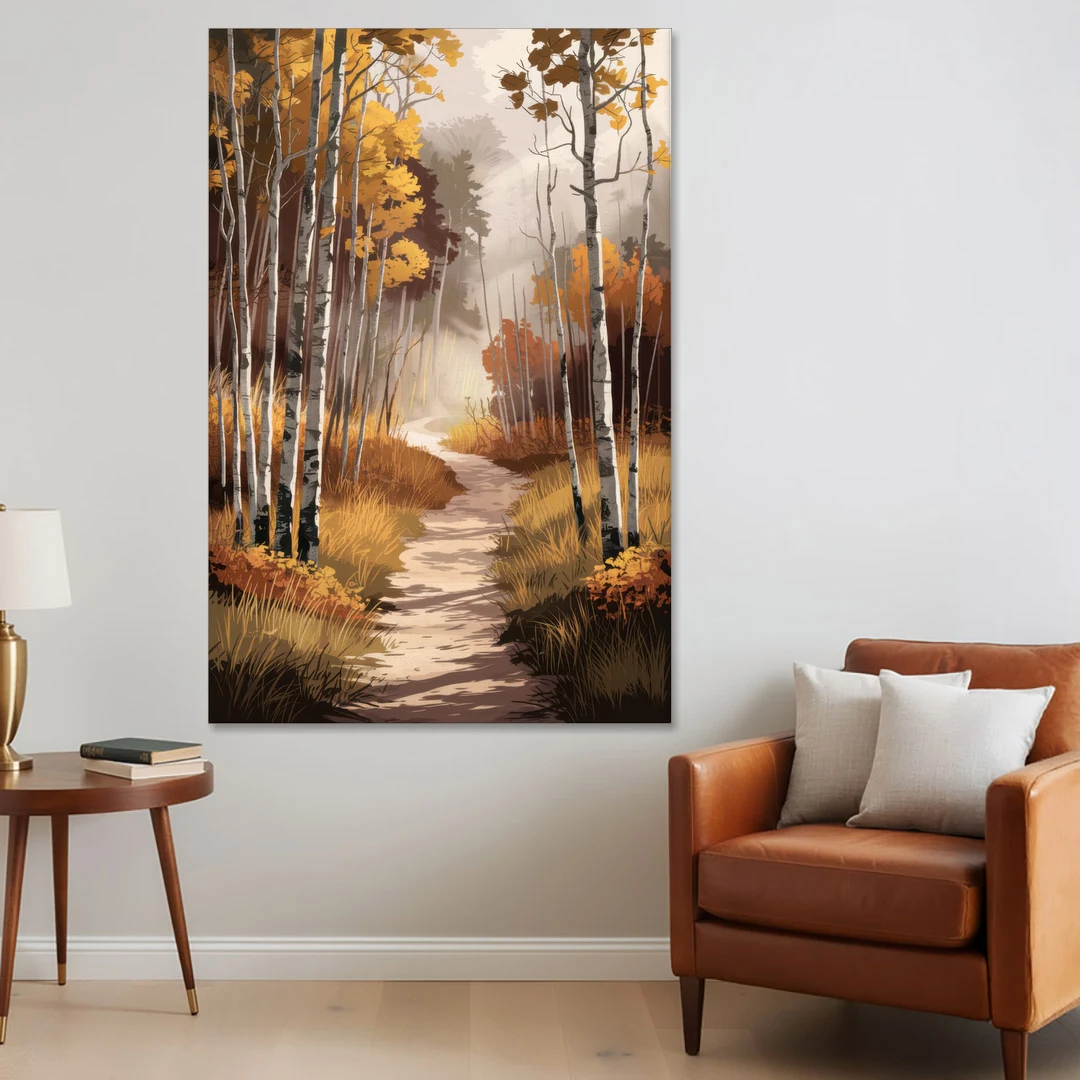 Aspen Serene Forest Path - Canvas Wall Art - Sofa - 40x60