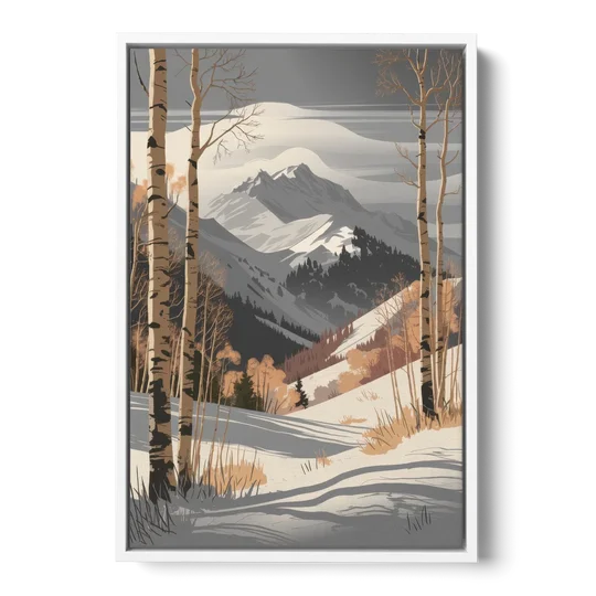 Aspen Snowy Peaks - White Framed Canvas Wall Art - Front