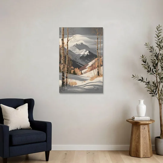 Aspen Snowy Peaks - Canvas Wall Art - Sofa - 24x36