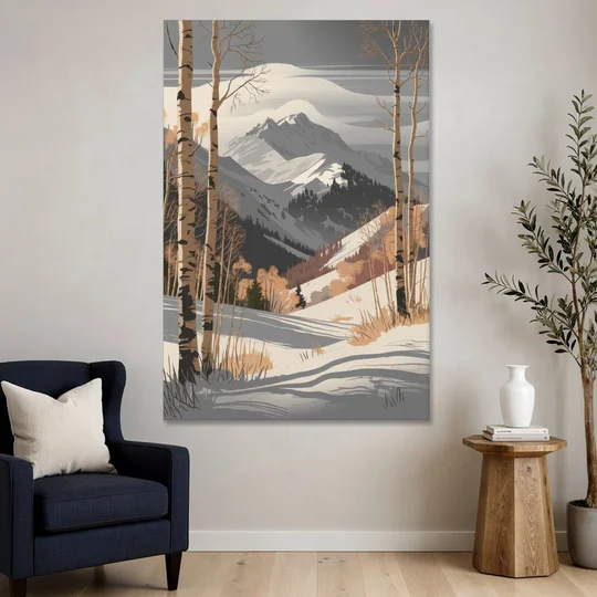 Aspen Snowy Peaks - Canvas Wall Art - Sofa - 40x60