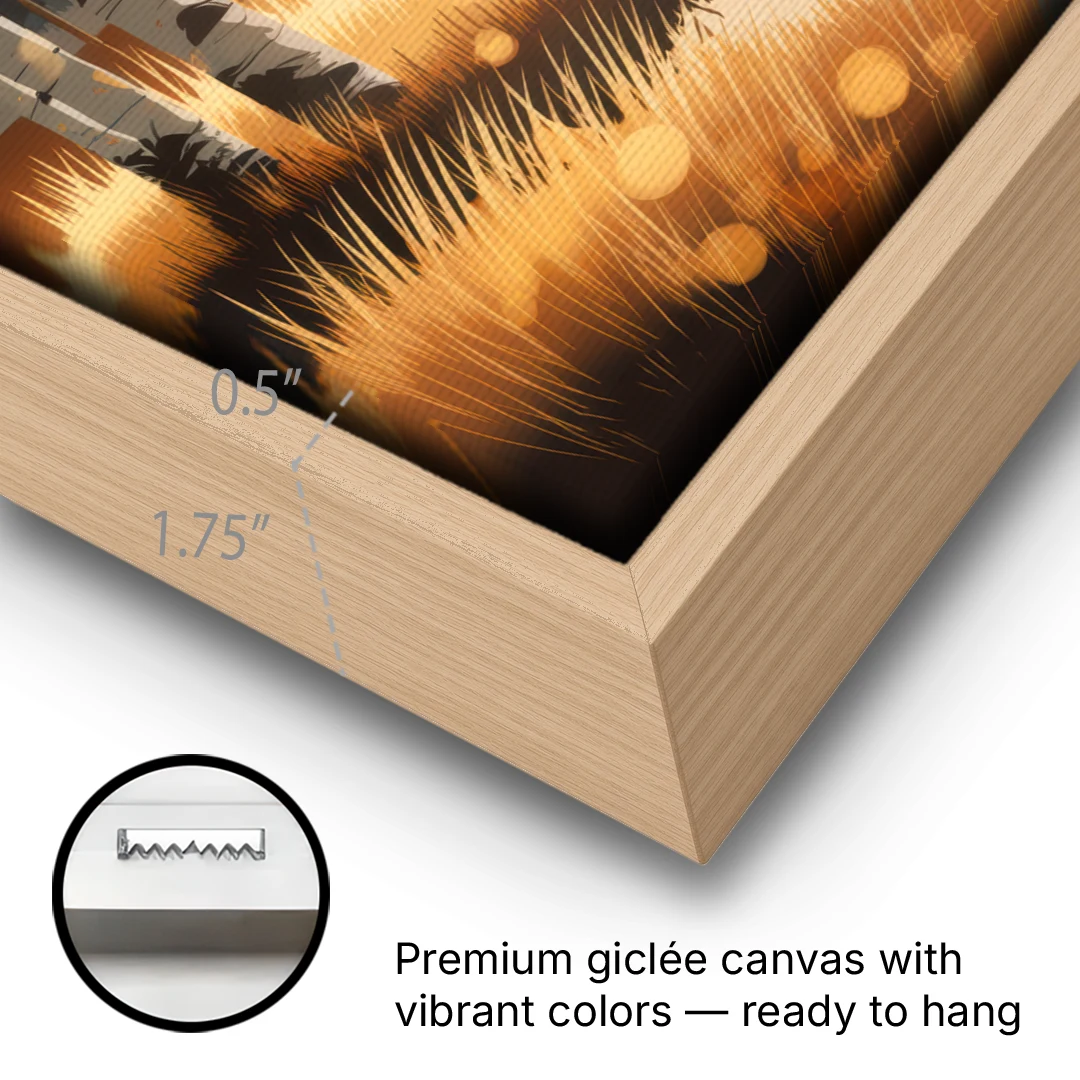 Aspen Sunrise Glow - Oak Framed Canvas Wall Art - Gallery Wrap Corner