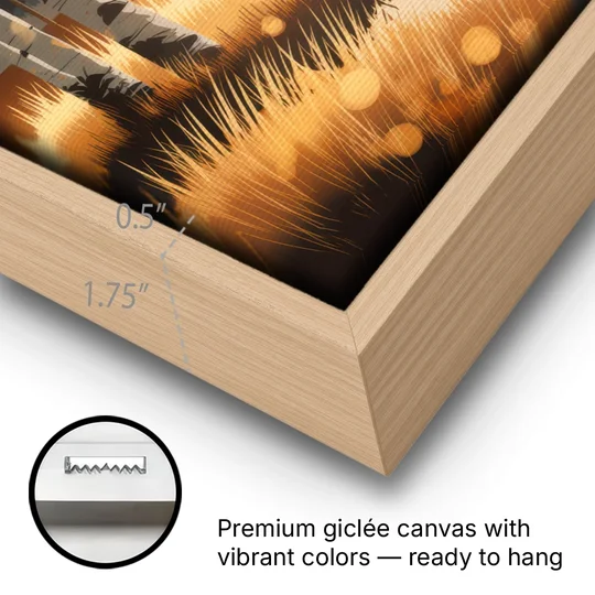 Aspen Sunrise Glow - Oak Framed Canvas Wall Art - Gallery Wrap Corner