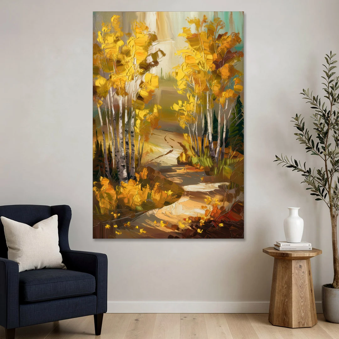Aspen Trail Through the Trees - Canvas Wall Art - Sofa - 40x60