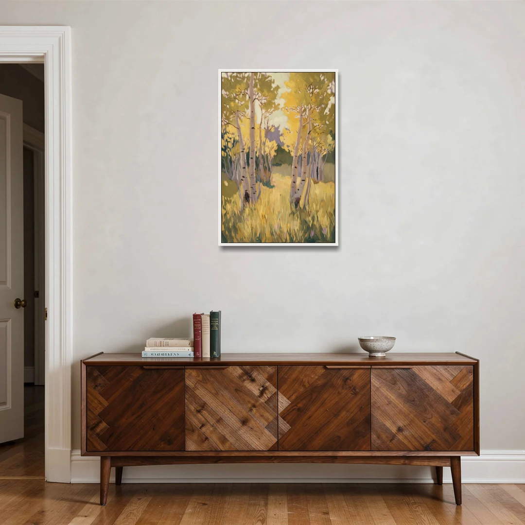 Aspen Tranquility - White Framed Canvas Wall Art - Coffee Table - 24x36