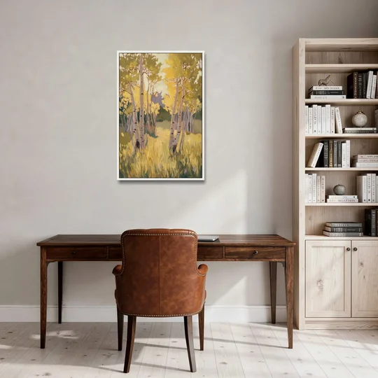Aspen Tranquility - White Framed Canvas Wall Art - Office - 24x36