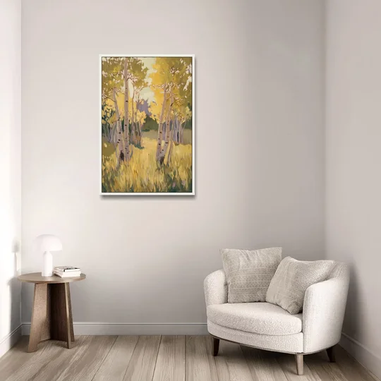Aspen Tranquility - White Framed Canvas Wall Art - Sofa - 24x36