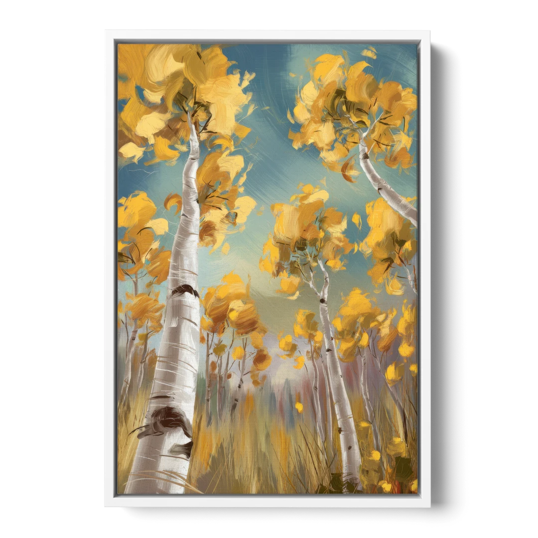 Aspen Tree Canopy - White Framed Canvas Wall Art - Front
