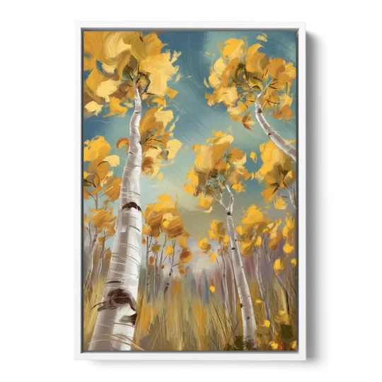 Aspen Tree Canopy - White Framed Canvas Wall Art - Front