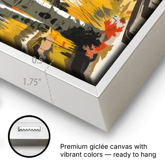 Aspen Vibrant Fall Colors - White Framed Canvas Wall Art - Gallery Wrap Corner
