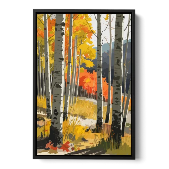 Aspen Vibrant Fall Colors - Black Framed Canvas Wall Art - Front