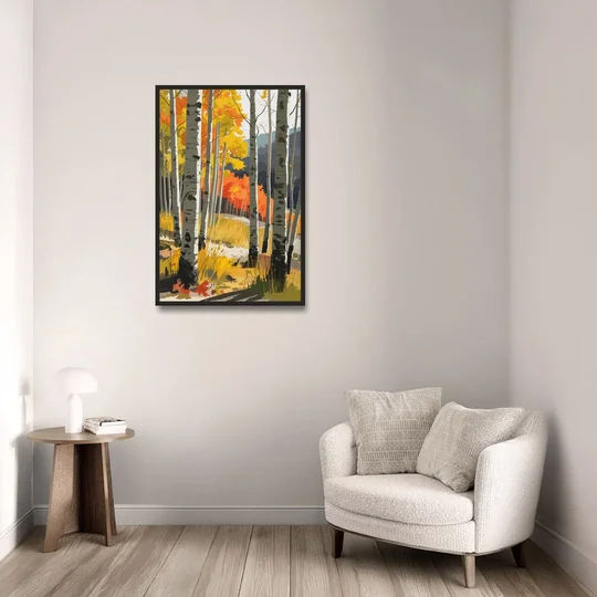 Aspen Vibrant Fall Colors - Black Framed Canvas Wall Art - Sofa - 24x36